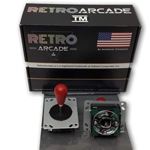 Arcade Joystick With Red Top, Switchable From 8-Way To 4-Way Operation