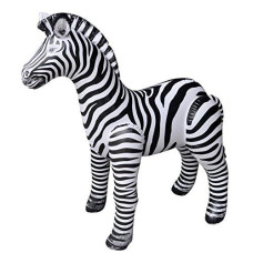 Jet Creations 32" Tall Inflatable Zebra Toy, Realistic Animal Figure For Africa Safari Party Decoration, Pool, Birthday, Wildlife Photo Prop, 1 Pc