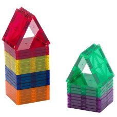 Playmags Magnetic Tiles, 30-Piece Magnet Squares Expansion Set, Construction Building Blocks, Starter Set For Kids Ages 3+