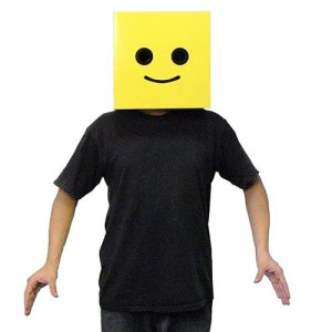 Incogneato Male Brickman Costume Box Head, Yellow