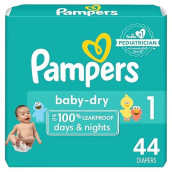 Pampers Baby Dry Diapers - Size 1, 44 Count, Absorbent Disposable Diapers
