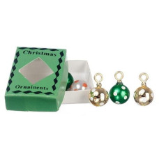 International Miniatures By Classics Dollhouse Miniature Xmas Ornaments In Grn.Box