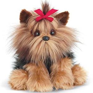 Bearington Stuffed Yorkshire Terrier: Chewie The Yorkie Plush Puppy, Ultra-Soft 13 Toy; Made with Premium Fill, Expressive Face and Red Hair Bow; Machine Washable, Great Gift for Dog Lovers