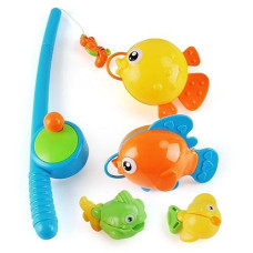 Liberty Imports Rod And Reel Fishing Game Bath Toy Set For Kids With Fish And Fishing Pole