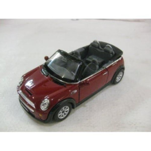 Mini Cooper S Convertible In Maroon Diecast 1:28 Scale By Kinsmart