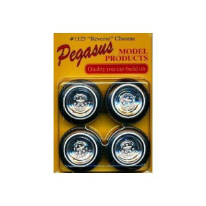 Pegasus Hobbies 1125 1/24-1/25 Chrome Reverse Rims/Tires (4)