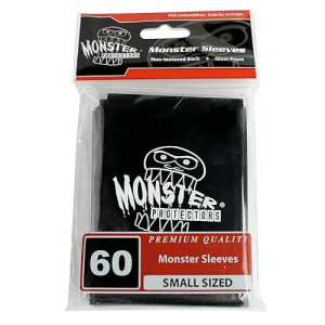 Sleeves - Monster Protector Sleeves - Smaller Size Gloss With Monster Logo - Black (Fits Yugioh And Other Smaller Sized Gaming Cards)