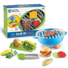 Learning Resources New Sprouts Grill It! Barbecue Set - 22 Piece Set, Ages 18+ Months Toddler Learning Toys, Preschool Toys, Pretend Play Food, Outdoor Play Food Toys