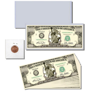 13Pc. Novelty Money Gift Set Featuring Miss Liberty Million Dollar Bill