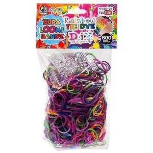 D.I.Y. Do It Yourself Bracelet Zupa Loomi Bandz 600 Rainbow Tie-Dye Rubber Bands With 'S' Clips