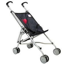The New York Doll collection First Dolls Stroller for Kids, one Piece - Red color for18 inch Folds for Storage - great gift for Toddlers (Denim)