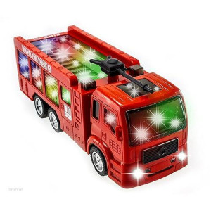 Wolvolk Electric Firetruck Toy - Unstoppable Adventure With The Fire Trucks Stunning 3D Lights And Sirens Toddler Fire Truck Toys For 3 Year Old Boys - Fire Trucks For Toddlers 3-5