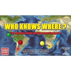 Who Knows Where? - The Location Guessing Educational Family Board Game For Kids And Adults, Where You Guess Famous Geography Locations On A Map Of The World.