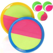 Classic Toss And Catch Sports Kids Toy Paddle Game Set With 2 Paddles, 2 Sticky Balls & Bean Bag Ball