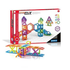 Guidecraft Powerclix Frame Magnetic Building Blocks Set, 100 Piece Magnetic Tiles, Stem Educational Construction Toy