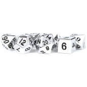 Fanroll By Metallic Dice Games 16Mm Metal Polyhedral Dnd Dice Set: Silver, Role Playing Game Dice For Dungeons And Dragons