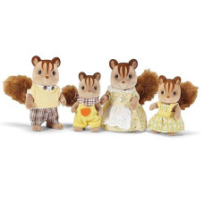 Calico Critters Walnut Squirrel Family - Set Of 4 Collectible Doll Figures For Children Ages 3+