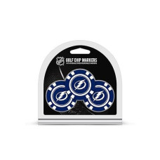 Team Golf Nhl Tampa Bay Lightning 3 Pack Golf Chip Ball Markers, Poker Chip Size With Pop Out Smaller Double-Sided Enamel Markers