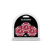 Team Golf Ncaa Alabama Crimson Tide 3 Pack Golf Chip Ball Markers, Poker Chip Size With Pop Out Smaller Double-Sided Enamel Markers