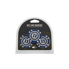 Team Golf Ncaa Duke Blue Devils 3 Pack Golf Chip Ball Markers, Poker Chip Size With Pop Out Smaller Double-Sided Enamel Markers
