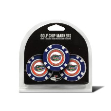 Team Golf Ncaa Florida Gators 3 Pack Golf Chip Ball Markers, Poker Chip Size With Pop Out Smaller Double-Sided Enamel Markers