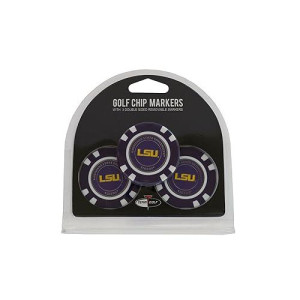 Team Golf Ncaa Lsu Tigers 3 Pack Golf Chip Ball Markers, Poker Chip Size With Pop Out Smaller Double-Sided Enamel Markers