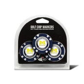 Team Golf Ncaa Michigan Wolverines 3 Pack Golf Chip Ball Markers, Poker Chip Size With Pop Out Smaller Double-Sided Enamel Markers