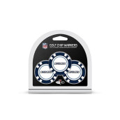 Team Golf Nfl San Diego Chargers 3 Pack Golf Chip Ball Markers, Poker Chip Size With Pop Out Smaller Double-Sided Enamel Markers