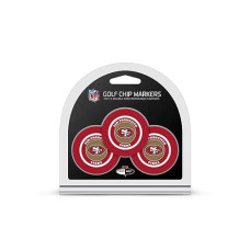 Team Golf Nfl San Francisco 49Ers 3 Pack Golf Chip Ball Markers, Poker Chip Size With Pop Out Smaller Double-Sided Enamel Markers