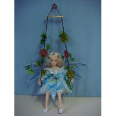 Jmisa 16" Porcelain Fairy Doll On Swing (Blue)