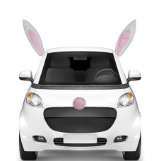 Party City Easter Bunny Car Decorating Kit - Includes 2 Pink Bunny Ears For Car Windows & Pink Nose For Grill - Cute Easter Bunny Costume Accessories For Car - Easter Party Supplies
