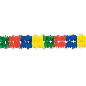 Beistle Green, Red, Blue & Canary Pageant Garland
