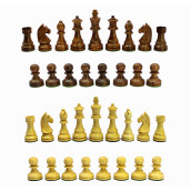 Stonkraft - Wooden Chess Pieces Pawn With Extra Queens Chessmen Figurine Pieces Coins (3.75" King Height)