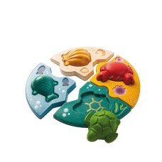 Plantoys Wooden Marine Puzzle With Ocean Life And Eco- Systems (5688) | Sustainably Made From Rubberwood And Non-Toxic Paints And Dyes | Eco-Friendly Planwood
