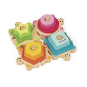 Janod I Wood Stackable Turtles - 12 Pieces - Ages 18 Months + - J05337