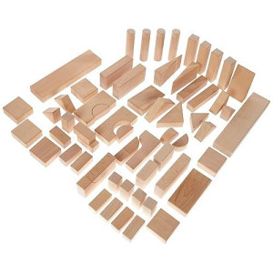 Kidkraft 60-Piece Wooden Cutout Shapes Block Building Architectural Set - Natural