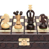 Husaria European International Chess Wooden Game Set, King'S Classic - 13.8 Inches Medium Size Chess Set With Handcrafted Chessmen And Felted Folding Board