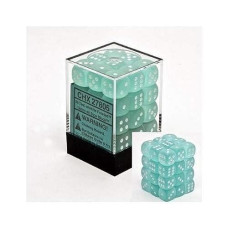 chessex Manufacturing 27805 12 mm Frosted Teal With White Numbering D6 Dice Set Of 36