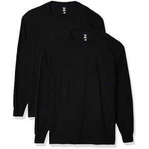 Hanes Men'S Long-Sleeve Beefy-T Shirt, Black, 3X-Large (Pack Of 2)
