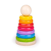 Bigjigs Toys My First Wooden Rainbow Stacker - Stacking Rings