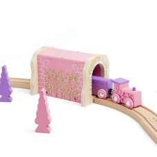 Bigjigs Rail Pink Brick Tunnel - Other Major Wooden Rail Brands Are Compatible