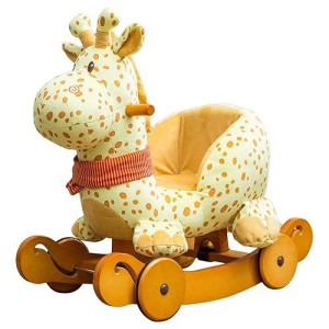 Labebe Baby Wooden Rocking Horse Yellow Giraffe 2-In-1 Toddler Ride-On Toys For 6 Months To 3 Years Old Kids Creative Birthday Gift