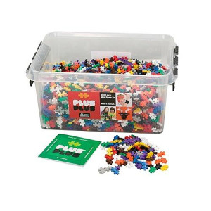 PLUS PLUS Plus-Plus - Open Play Set - 3,600 Piece in Storage Tub - Basic Color Mix - Construction Building Stem Toy, Interlocking Mini Puzzle Blocks for Kids, Assorted, 100