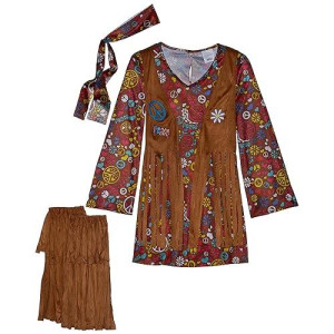 Fun World Peace & Love Hippie Costume, Large 12-14, Multicolor