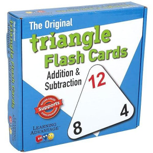 Learning Advantage Original Triangle Flash Cards - Addition And Subtraction - Set Of 20 - In-Home Learning - Math Flash Cards