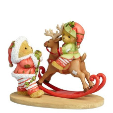 Cherished Teddies Santas Workshop Rocks Bear Riding Reindeer Toy Figurine