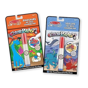 Melissa & Doug Colorblast! Sea Life And Dinosaurs Color-Reveal Coloring Books, 2-Pack