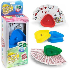 Brybelly Round Card Holders For Playing Cards, 4 Pack - Plastic Table Game Accessories & Pieces For Kids, Adults, Seniors, Family Fun Night, Poker, Canasta, Parties, & Classroom Activities