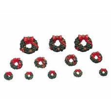 Lemax Village Collection Wreaths With Red Bow Set Of 12 # 34957