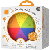 Caaocho Pure Natural Rubber Sensory Ball Rainbow 4" - Bpa Free Baby Ball Toy, For Sensory Play, Perfect Bouncer, Gentle Squeaking